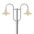 16" Aero LED, 997-Natural Raw Brass, Decorative Double Post Mount, 975-Galvanized, Fluted Direct Burial Pole, 975-Galvanized, CGG-Standard Cast Guard, 975-Galvanized, CCR-Clear Crackle Glass