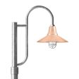 14" Aero LED, 995-Natural Raw Copper, Single Decorative Post Mount, 975-Galvanized, Smooth Direct Burial Pole, 975-Galvanized, CGG-Standard Cast Guard, 975-Galvanized, RIB-Ribbed Glass