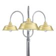 17" Bomber LED, 997-Natural Raw Brass, Triple Post Mount, 975-Galvanized, CGG-Standard Cast Guard, 975-Galvanized, CCR-Clear Crackle Glass