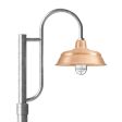 15" Bomber LED, 995-Natural Raw Brass, Single Decorative Post Mount, 975-Galvanized, Smooth Direct Burial Pole, 975-Galvanized, CGG-Standard Cast Guard, 975-Galvanized, CCR-Clear Crackle Glass