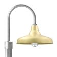 16" Union LED, 997-Natural Raw Brass, Single Post Mount, 975-Galvanized, Fluted Direct Burial Pole, 975-Galvanized, CGG-Standard Cast Guard, CCR-Clear Crackle Glass