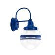 Round Schoolhouse Sconce, 700-Royal Blue, Clear Glass, Three Painted Band