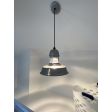 (2) Sydney LED Pendants, (1) 12” & (1) 18”, both in 975-Galvanized Shade, Both With Cap, Both with CSBB-Black & Brown Chevron Cloth Cord, 18” with 400-Barn Red Guard Finish, 12” with 975-Galvanized Guard Finish  | Photo Courtesy of Island Interiors LLC