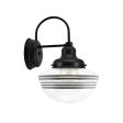 Acorn Schoolhouse Sconce, 100-Black, Clear Glass, Five Painted Band