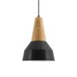 Brunson Wooden Top Pendant, 100-Black, Ash Wood, CSBW-Black & White Cloth Cord