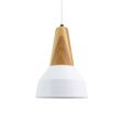 Brunson Wooden Top Pendant, 200-White, Ash Wood, CSB-Black Cloth Cord