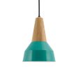 Brunson Wooden Top Pendant, 390-Teal, Ash Wood, CSB-Black Cloth Cord