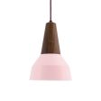 Brunson Wooden Top Pendant, 480-Blush Pink, Walnut Wood, CSBP-Black & Pink Cloth Cord