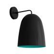 Egg Wall Sconce, Exterior in 100-Black, Interior in 390-Teal, 8" Projection