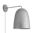 Egg Wall Sconce, 975-Galvanized, 12" Projection, Plug-In Option, CMG-Grey Cloth Cord