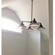 Primary 4-Light Schoolhouse Chandelier, 615-Oil Rubbed Bronze, Large Clear Glass, Double Painted Band, 400-Barn Red | Photo Courtesy of Larry Rubinson