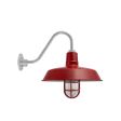 16" The Original™, 400-Barn Red, G26 Gooseneck Arm, 975-Galvanized, TGG-Heavy Duty Cast Guard, 400-Barn Red, RIB-Ribbed Glass