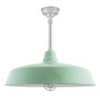 28" The Original™ Nautical LED Stem Mount, 370-Mint, CGG-Standard Cast Guard, 975-Galvanized, RIB-Ribbed Glass, Mounting in 975-Galvanized, Hang Straight Canopy