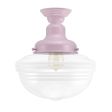 Acorn Semi-Flush, 790-Lavender, Clear Glass, Five Painted Band, 200-White, Shown with Edison 1890 Era Bulb