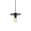 8" Ellington, CSB-Black Cloth Cord, 100-Black, Cup in 307-Emerald Green, Shown with Nostalgic Edison 40W Thread Bulb