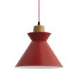 Manhattan Wooden Top Pendant, Ash Wood, 400-Barn Red, CSRW-Red & White Cloth Cord