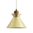 Manhattan Wooden Top Pendant, Walnut Wood, 997-Natural Raw Brass, CSGW-Gold & White Cloth Cord