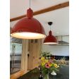 20" Wilcox LED, 400-Barn Red, ACR-Acrylic Diffuser, CSUW-Blue & White Cloth Cord, Ceiling Canopy in 100-Black