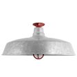 28" The Original™ Flush Mount, 975-Galvanized, TGG-Heavy Duty Cast Guard, 400-Barn Red, RIB-Ribbed Glass, Mounting in 400-Barn Red