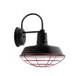 14" The Original™ LED Wall Sconce, 100-Black, Wire Cage, 400-Barn Red