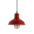 12" Dino Nautical LED, 400-Barn Red, CGG-Standard Cast Guard, RIB-Ribbed Glass, CSB-Black Cloth Cord