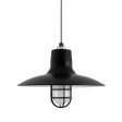 16" Dominion Nautical LED, 100-Black, CGG-Standard Cast Guard, FST-Frosted Glass, CSBW-Black & White Cloth Cord