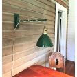 8" Gladstone Swing Arm Sconce, 310-Vintage Green PTMP, Brass Paddle with Black Paddle Switch, CSGW-Gold & White Cloth Cord | Photo Courtesy of Homeowner