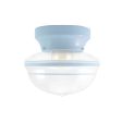 Kao Acorn Schoolhouse Flush Mount, 715-Delphite, Clear Glass, Three Painted Band