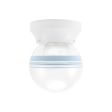 Kao Round Schoolhouse Flush Mount, 200-White, Clear Glass, Three Painted Band, 715-Delphite