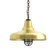 16" Union Nautical LED, 997-Natural Raw Brass, CGG-Standard Cast Guard, 100-Black, RIB-Ribbed Glass, Mounting in 100-Black, CSBG-Black & Gold Cloth Cord
