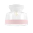 Kao Drum Schoolhouse Flush Mount, 200-White, Clear Glass, Single Painted Band, 380-Blush Pink
