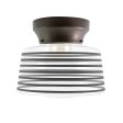 Kao Drum Schoolhouse Flush Mount, 600-Bronze, Clear Glass, Seven Painted Band, 100-Black