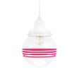 Round Schoolhouse Pendant, 200-White, Clear Glass, Four Painted Band, 490-Magenta, SWH-Standard White Cord