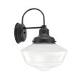 Primary LED Schoolhouse Sconce, 805-Charcoal Granite, Large Clear Glass, Triple Painted Band, 200-White