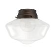 Primary Schoolhouse Flush Mount Light, 615-Oil-Rubbed Bronze, Large Clear Glass