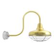 16" Union LED, 997-Natural Raw Brass, Wire Cage, 975-Galvanized, G32 Gooseneck Arm