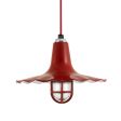 16" Seaside Nautical LED, 400-Barn Red, TGG-Heavy Duty Cast Guard, RIB-Ribbed Glass, TRD-Red Cloth Cord