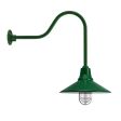 16" Aero Nautical LED, 307-Emerald Green, CGG-Standard Cast Guard, 975-Galvanized, RIB-Ribbed Glass, G24 Gooseneck Arm