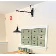 Sinclair Swing Arm Sconce, 100-Black, Red Cheveron Cord, Black Paddle Switch | Photo Courtesy of Homeowner