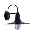16" Seaside Wall Sconce, 705-Navy, TGG-Heavy Duty Cast Guard, RIB-Ribbed Glass, 975-Galvanized