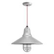 16" Aero Nautical LED, 975-Galvanized, CGG-Standard Cast Guard, RIB-Ribbed Glass, CRZ-Red Chevron Cord