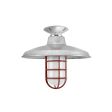 12" Marathon Nautical LED, 975-Galvanized, CGG-Standard Cast Guard, 400-Barn Red, FST-Frosted Glass