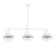 Primary Schoolhouse 3-Light Chandelier, 200-White, Small Clear Glass, Double Painted Band, 700-Royal Blue, Beehive Canopy