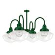 Primary 4-Light Schoolhouse Chandelier, 307-Emerald Green, Large Clear Glass