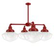Primary 4-Light Schoolhouse Chandelier, 400-Barn Red, Large Clear Glass