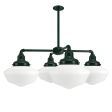 Primary 4-Light Schoolhouse Chandelier, 300-Dark Green, Large Opaque Glass