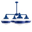 Primary 4-Light Schoolhouse Chandelier, 700-Royal Blue, Large Opaque Glass, Single Painted Band