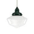 Primary LED Schoolhouse, 300-Dark Green, Large Clear Glass, Fern Green Chevron Cloth Cord