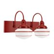 Primary 2-Light Schoolhouse Vanity Light, Opaque Glass, 400-Barn Red Mounting and Fitter Finish, Triple Painted Band