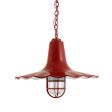 16" Seaside Nautical LED, 400-Barn Red, CGG-Standard Cast Guard, RIB-Ribbed Glass, CRZ-Red Chevron Cord